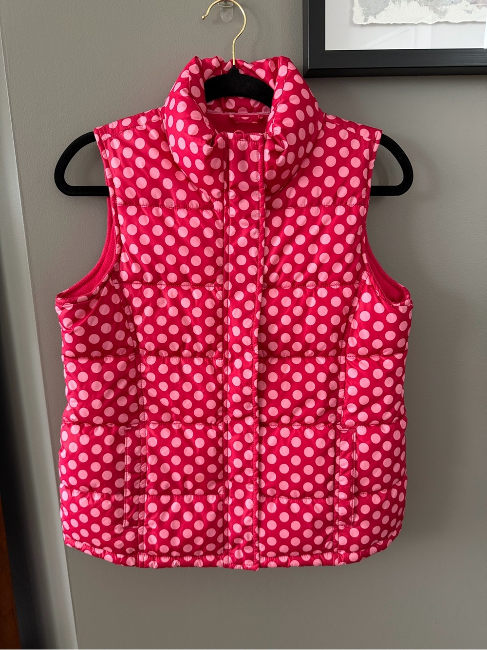 GAP Kids Hot Pink Polka Dot Puffer Vest. XXL